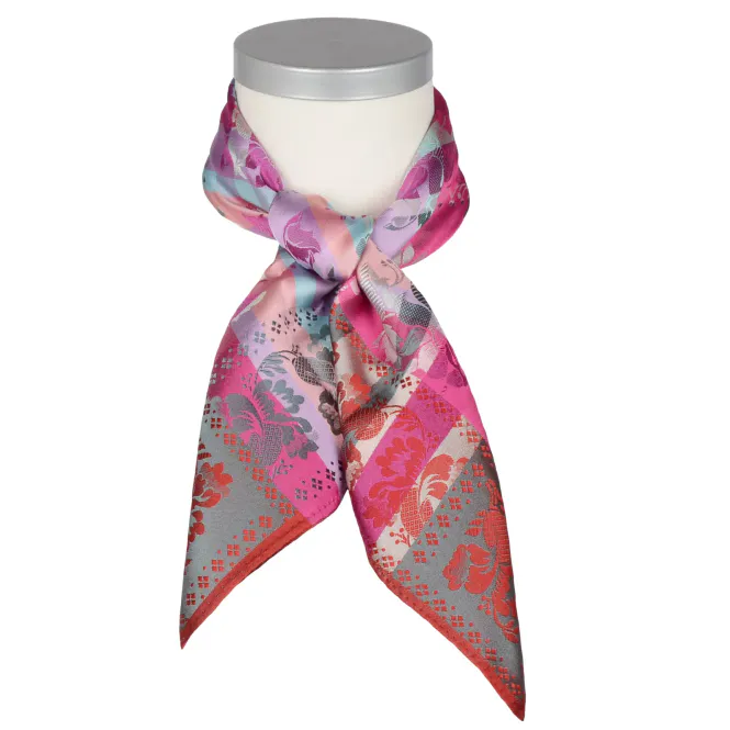 Hovedbilde Silkeskjerf - Gabriella, rosa/grå