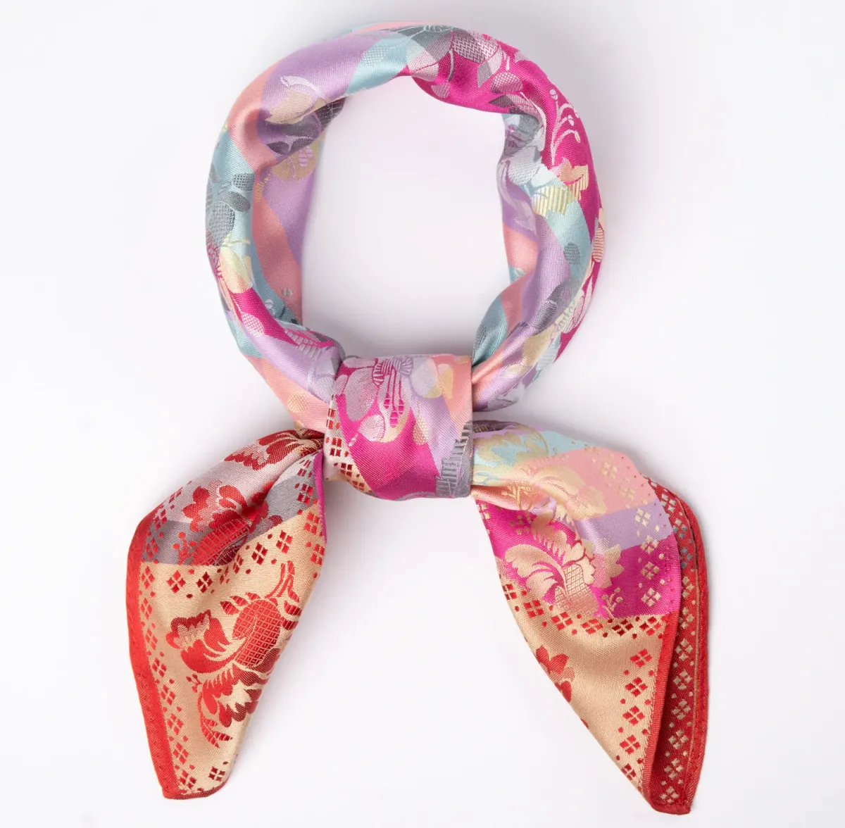 Silkeskjerf - Gabriella, rosa/rød