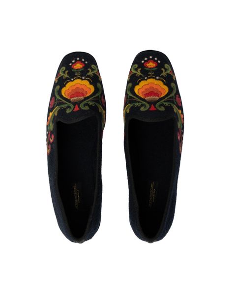 Hovedbilde Ballerina i ull m/brodering- grønn, gul, rød